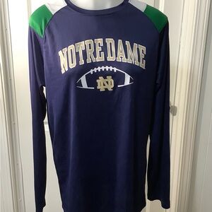 Notre Dame Long Sleeve Tee - Navy and Green size small.